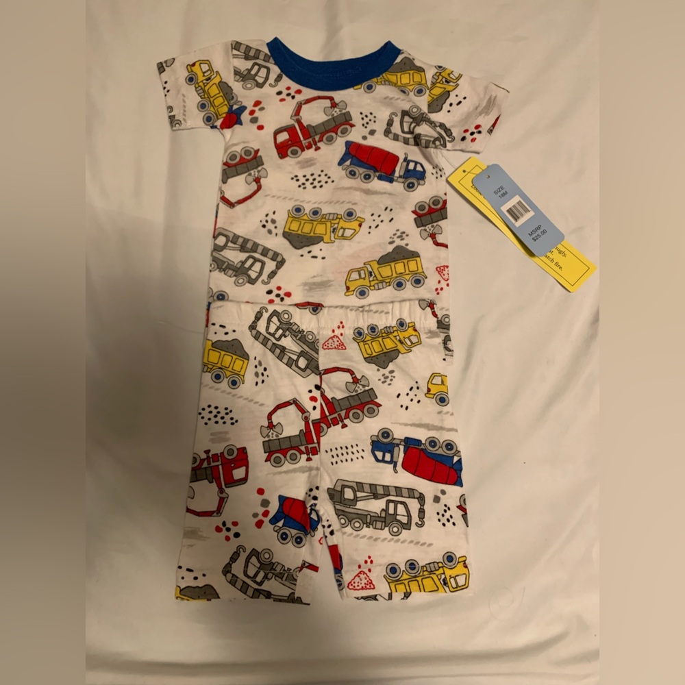 Colorful Construction Vehicle Pajama Set